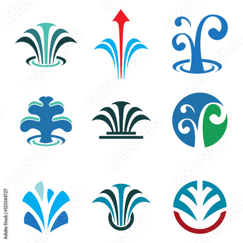 Fountain Spring Water Business Logo Symbol Collection
