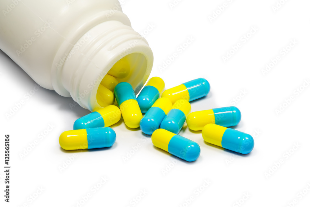 Capsule of antibiotic and plastic container Capsule of antibiotic and plastic container