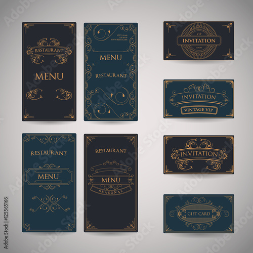 Set Of Vintage Luxury Greeting Restaurant Menu Design Template