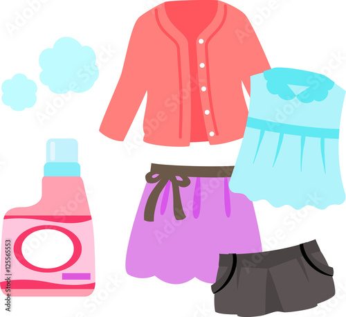 女性用の洋服と洗濯洗剤