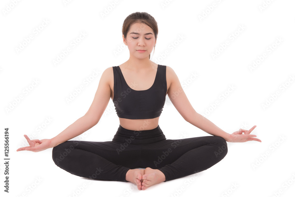 Asian woman doing a planking pose isolated on white background. Asian woman doing a planking pose isolated on white background.