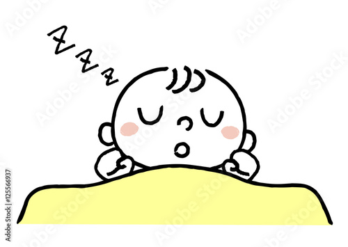 赤ちゃん：布団で寝る
