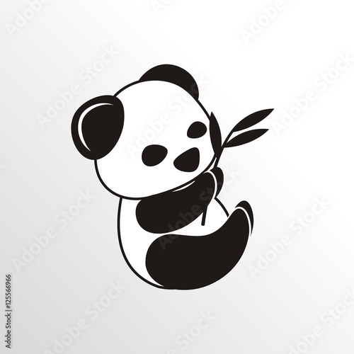 Fototapeta Naklejka Na Ścianę i Meble -  relaxing panda with bamboo leaf in his hand