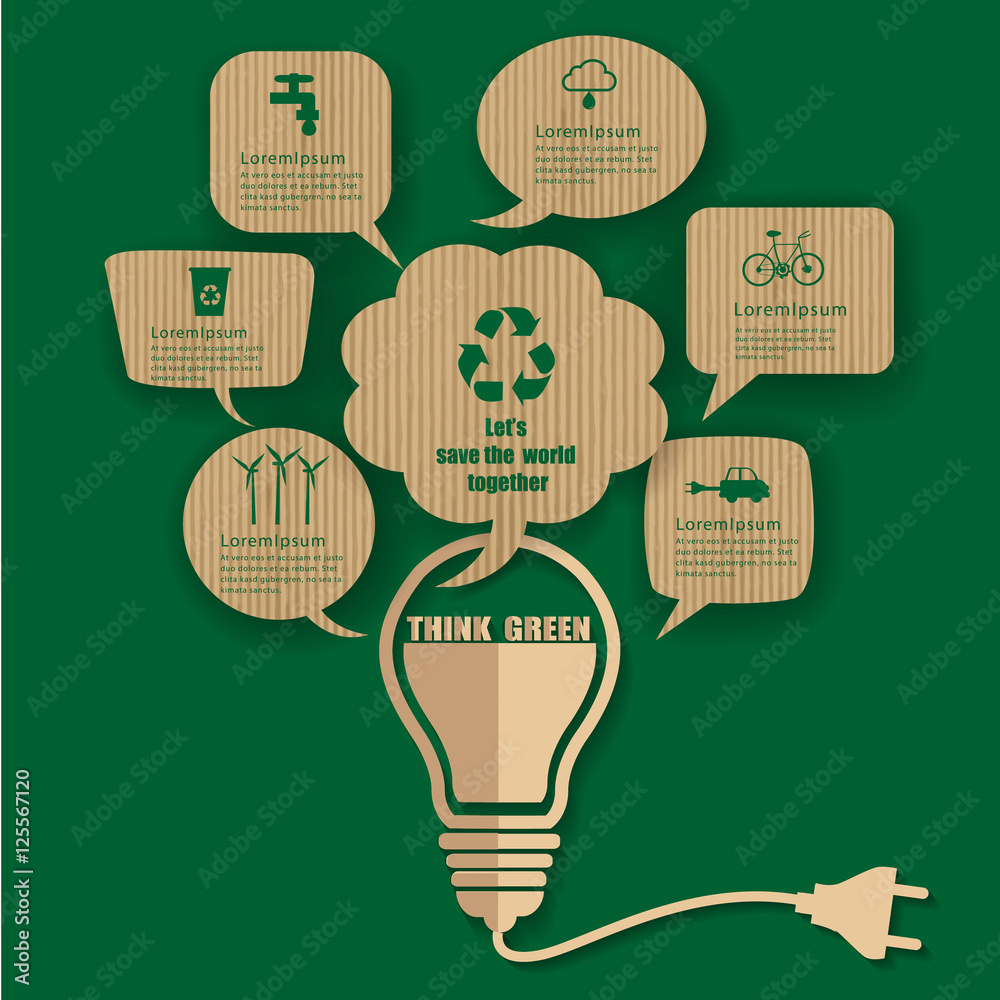 Vector infographic elements.bulb,speech bubble talk with think green ...