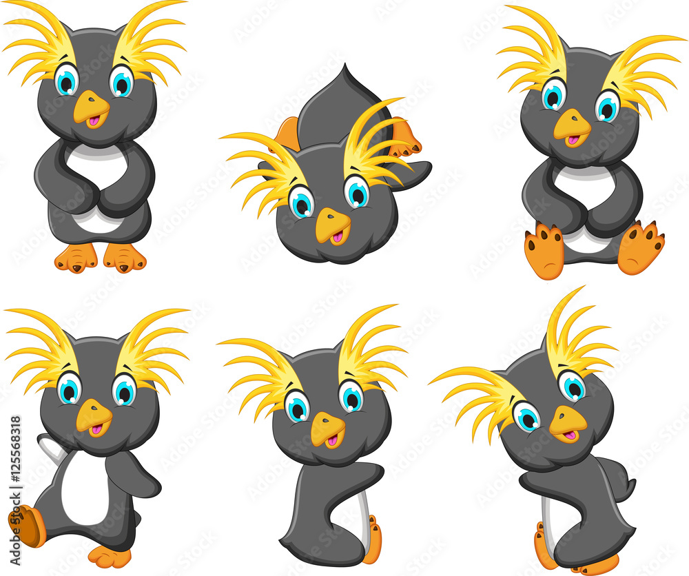king penguins cartoon set character king penguins cartoon set character