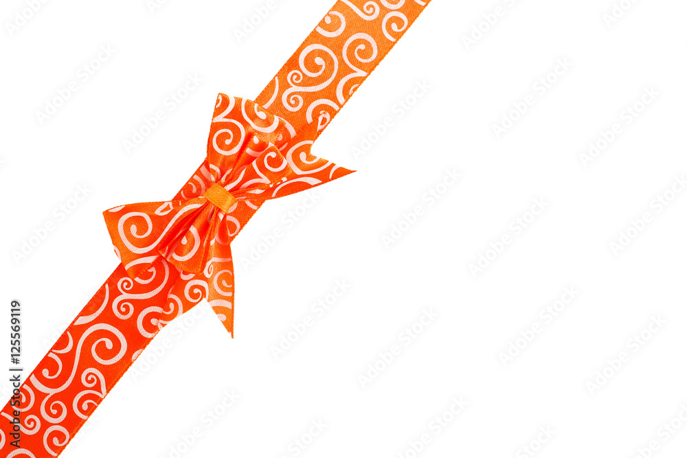 Orange ribbon with a bow isolated on a white background Orange ribbon with a bow isolated on a white background