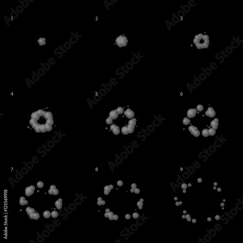 Explode Animation Sequence . Cartoon Explosion Frames. Vector