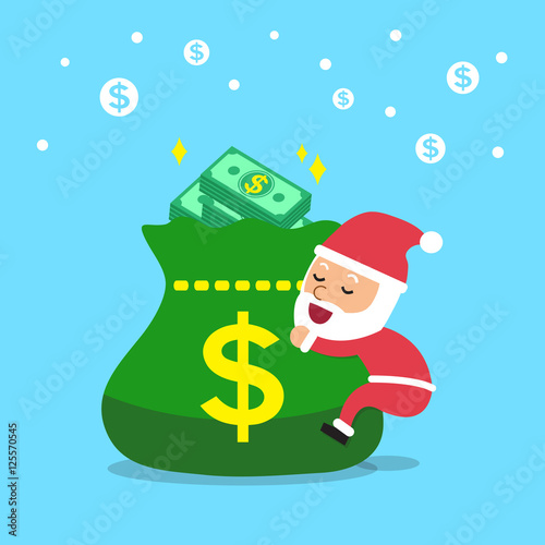 Santa claus with big money bag