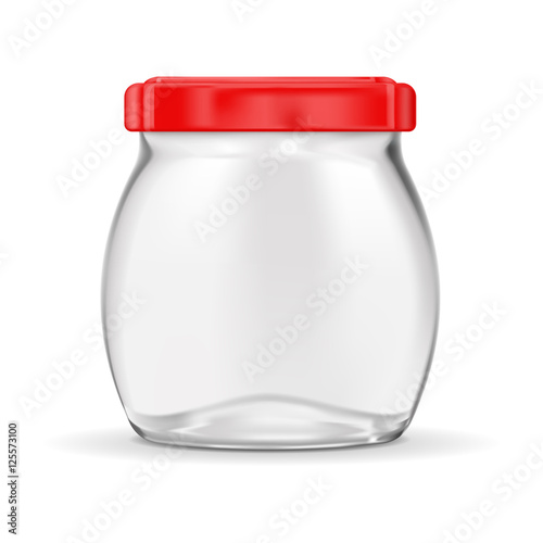 Glass jar with red lug cap