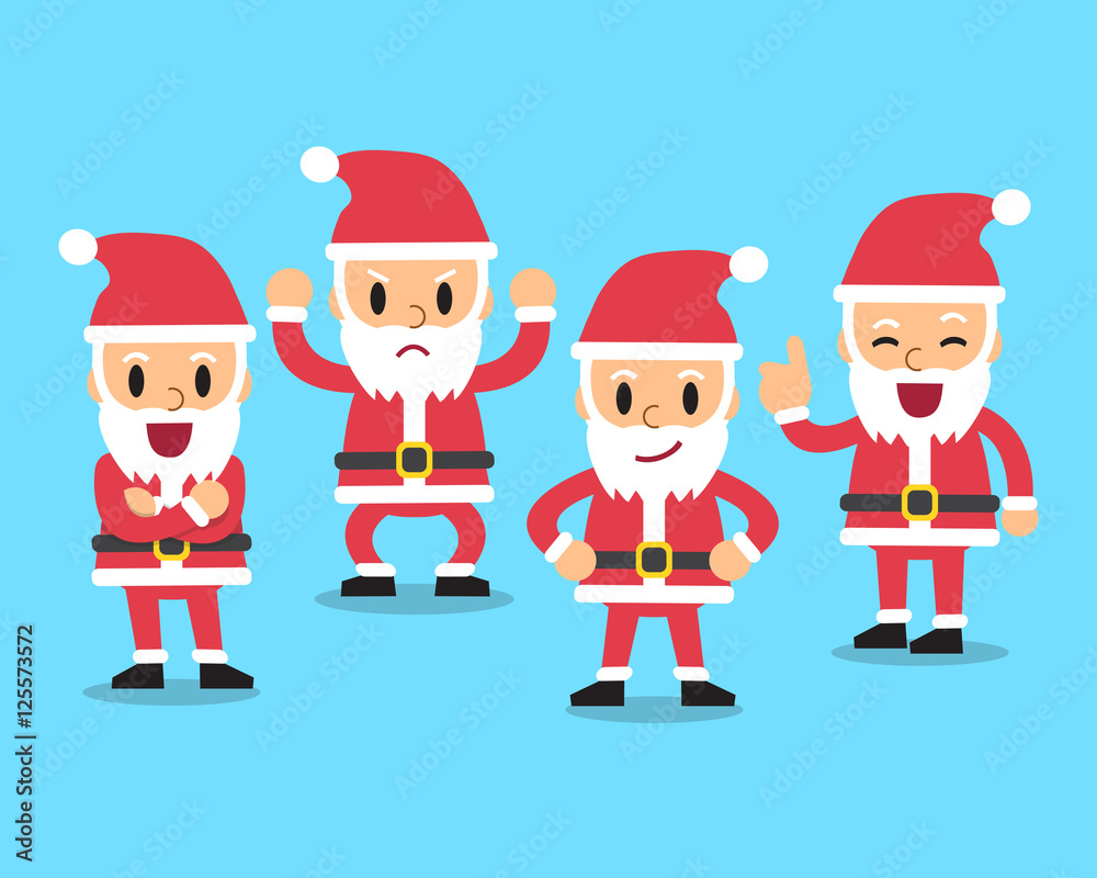 Cartoon santa claus character poses set Cartoon santa claus character poses set