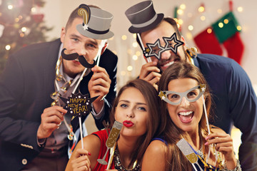 Group of friends celebrating New Year