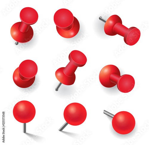 Set of different red pins