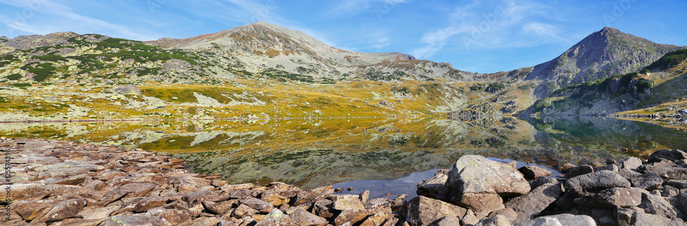 Mountain glaciar lake landscape panorama