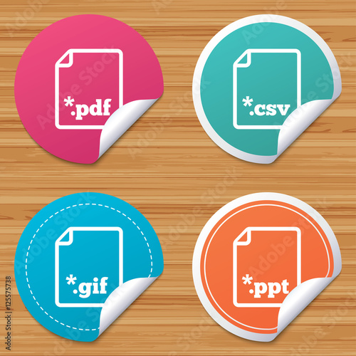 Document signs. File extensions symbols.