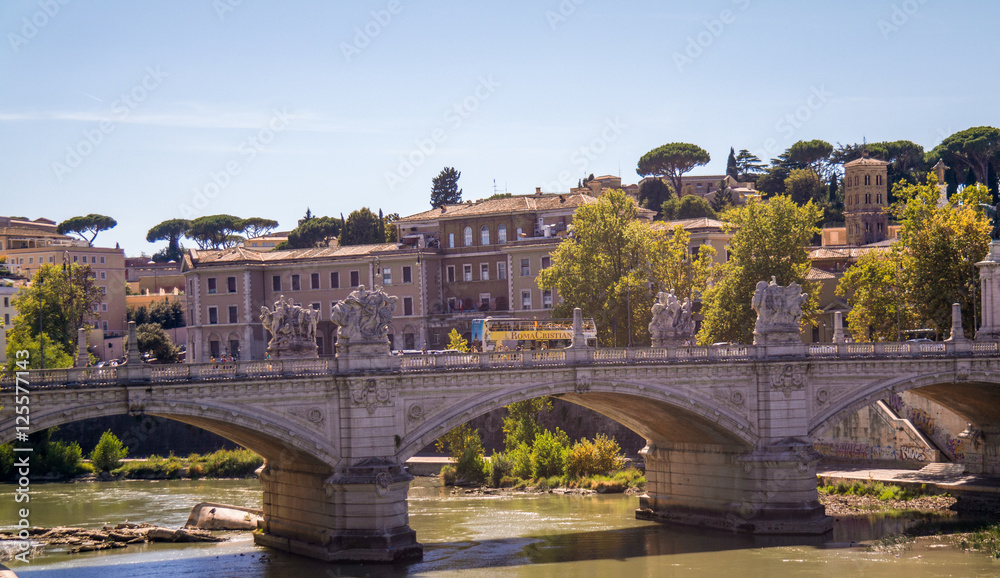 Bridge over the tiber river in Rome