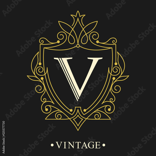 Vintage vector monogram. Elegant emblem template logo for restaurants, hotels, bars and boutiques. It can be used to design business cards, invitations, booklets and brochures. 