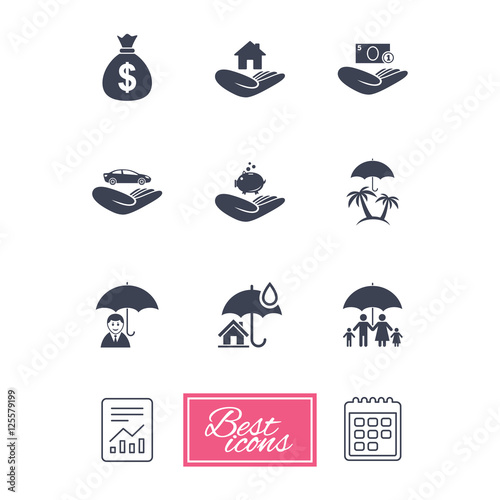 Insurance icons. Life, Real estate and House.