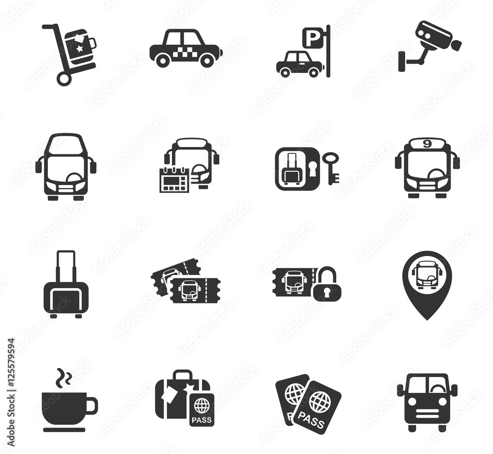 bus station icon set bus station icon set
