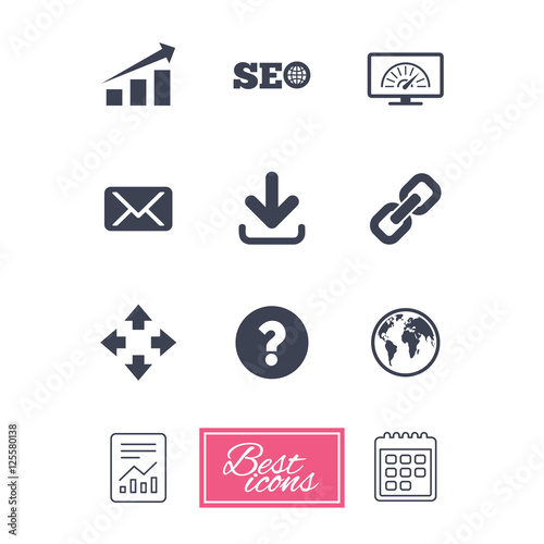 Internet, seo icons. Bandwidth speed sign.
