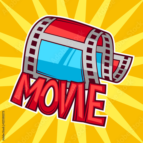 Cinema and movie advertising background in cartoon style