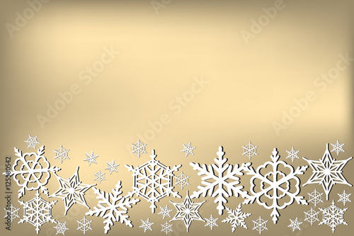 Golden  background with white snowflakes