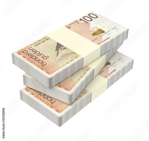 Netherlands Antillean guilder bills isolated on white background. 3D illustration.