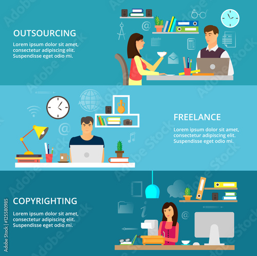 Concepts of outsourcing, freelance and copyrighting process