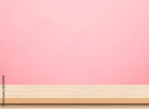 Wallpaper Mural Empty light wood table top isolate on pink background, Template mock up for display of product. Torontodigital.ca