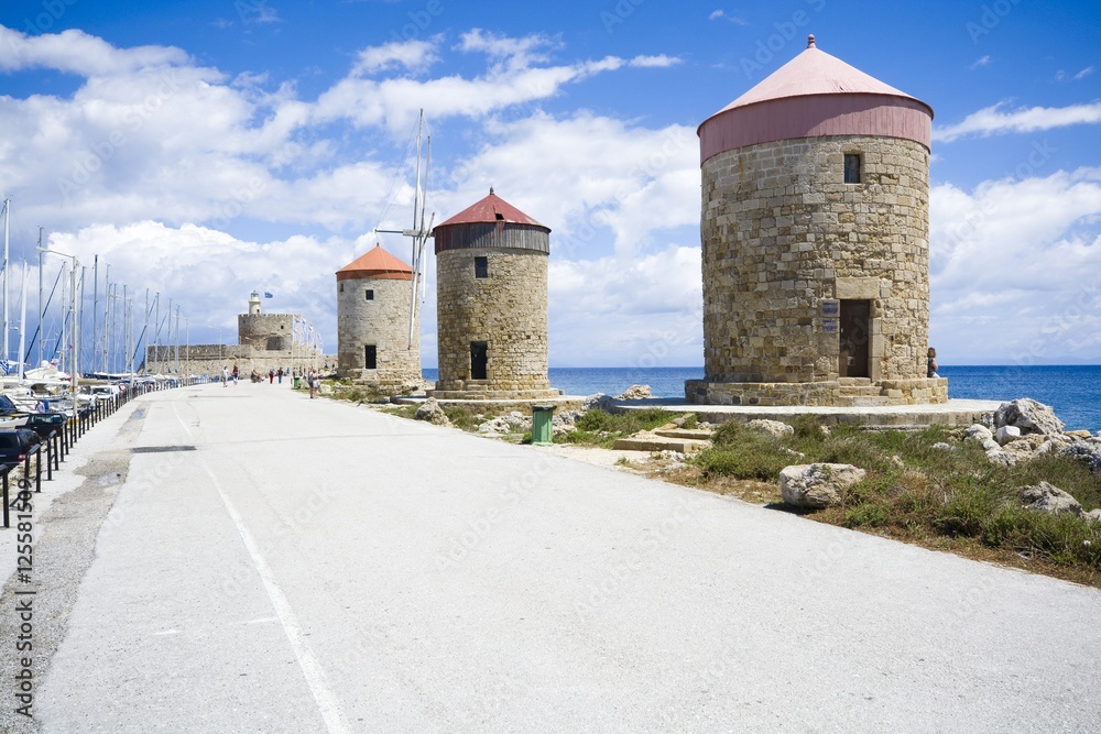 Windmills at Mandraki port, Rhodes