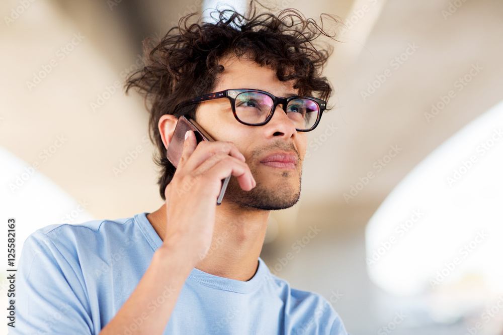 man with smartphone calling on city street man with smartphone calling on city street