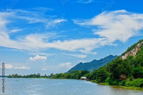 view river and blue sky in Thailand