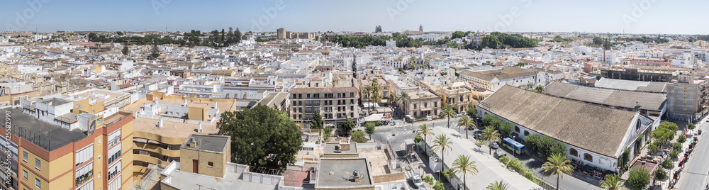 Aerial panoramic view of Sanlucar de Barrameda, Cadiz, Spain