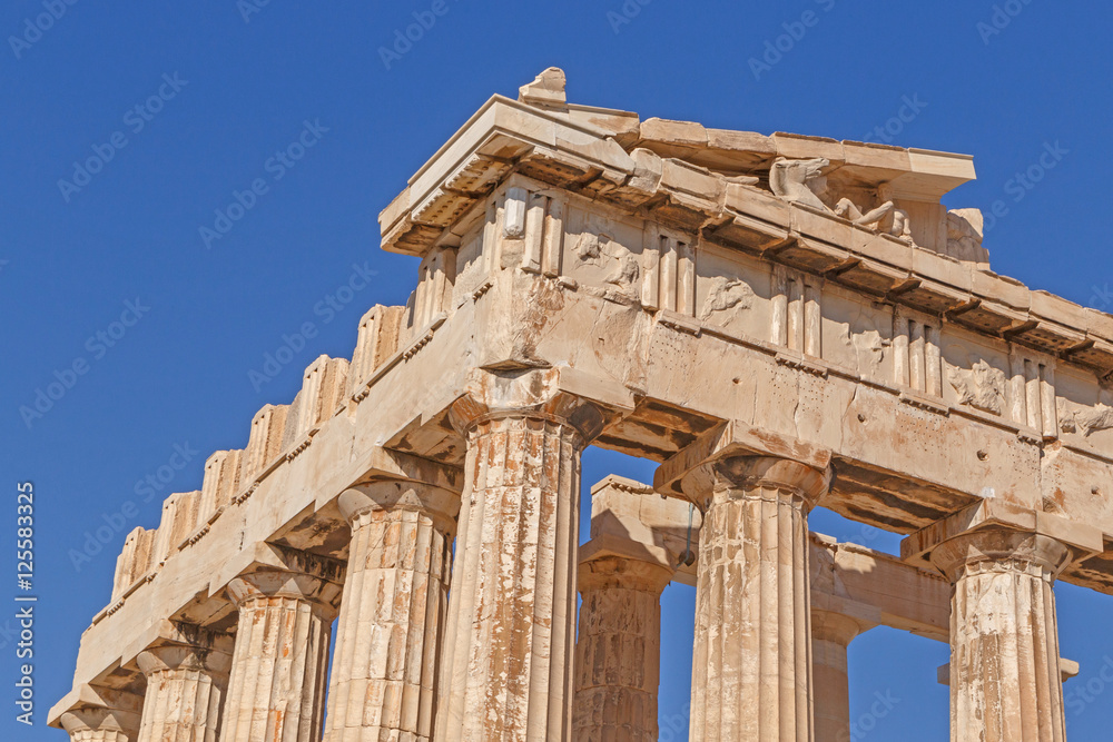 detail of Parthenon temple on Acropolis of Athens