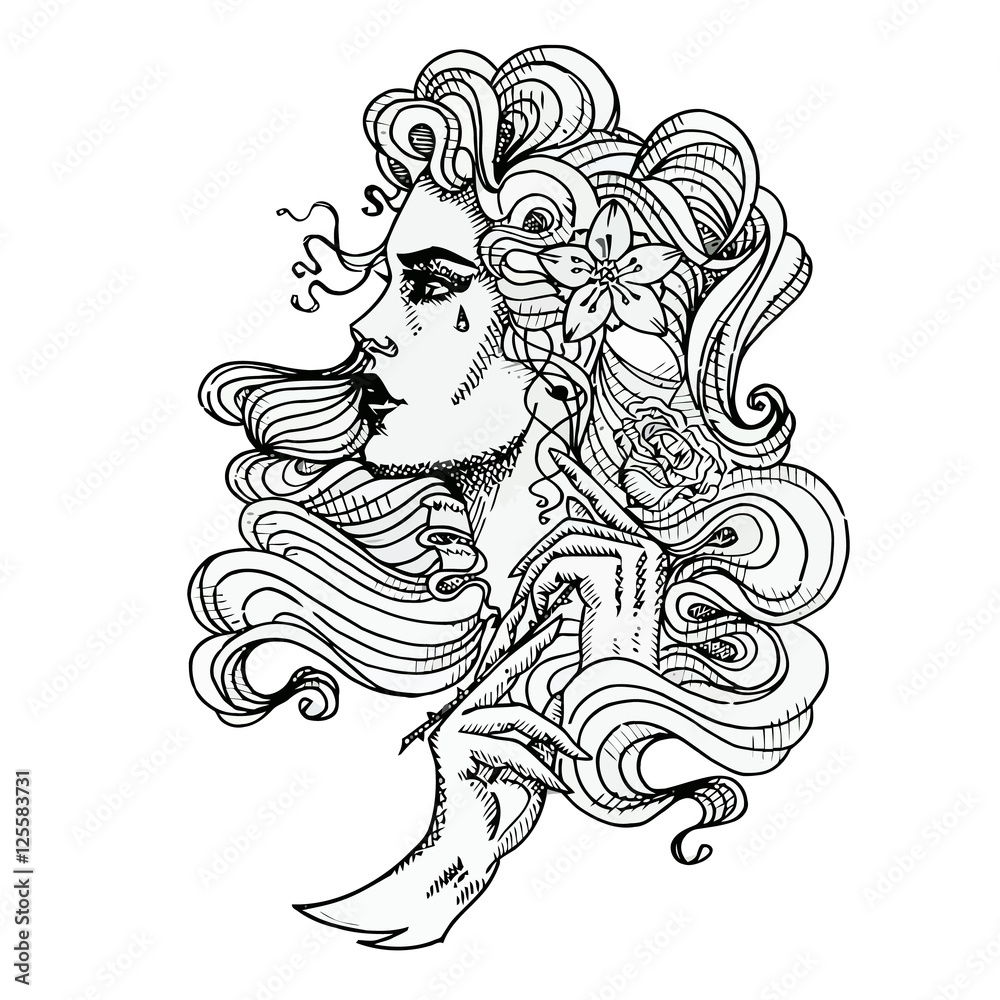 Fototapeta premium Vector tattoo template on white background.