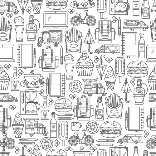Seamless pattern food truck