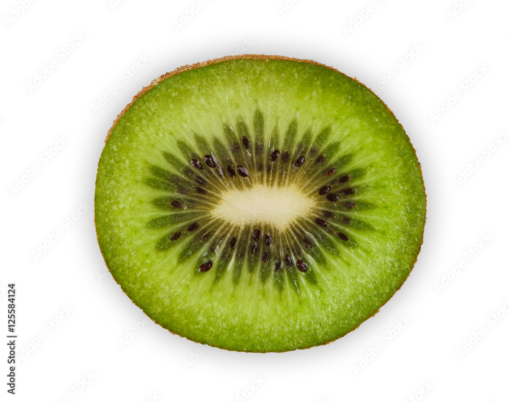One fresh kiwi half isolated on white background One fresh kiwi half isolated on white background