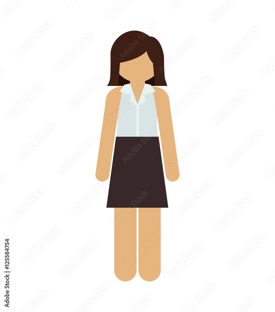 silhouette woman with short hair and skirt vector illustration