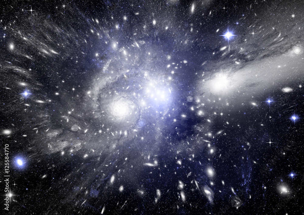 Fototapeta premium Stars, dust and gas nebula in a far galaxy