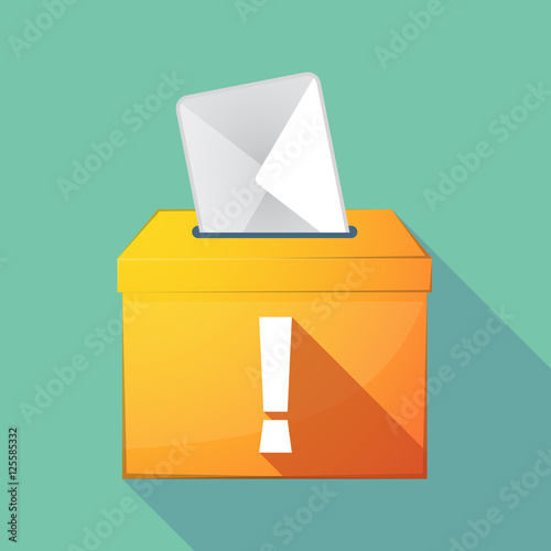 Long shadow ballot box with an admiration sign