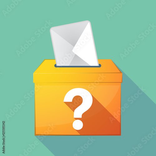 Long shadow ballot box with a question sign