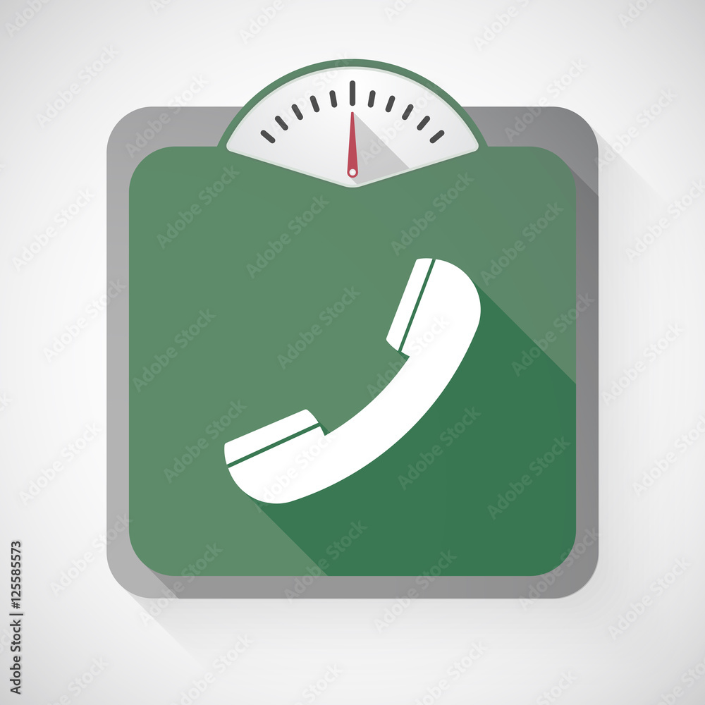 Long shadow weight scale with a phone Long shadow weight scale with a phone