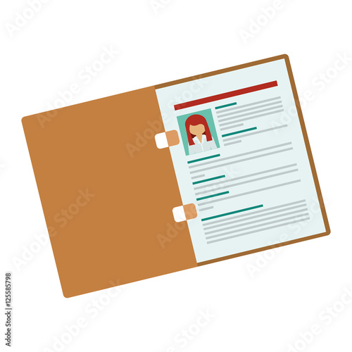 folder with woman curriculum vitae vector illustration