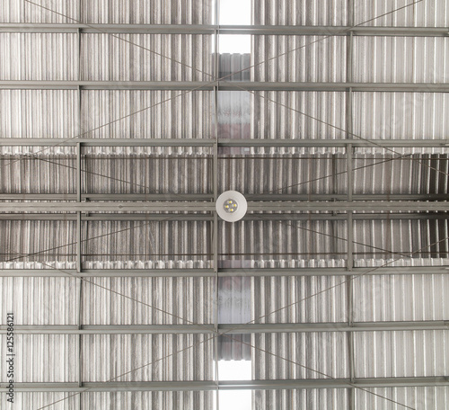 Industrial building warehouse ceiling lamp , show roof structure.