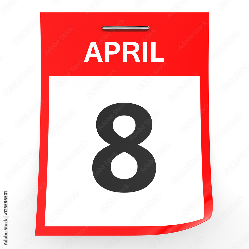 April 8. Calendar on white background. April 8. Calendar on white background.