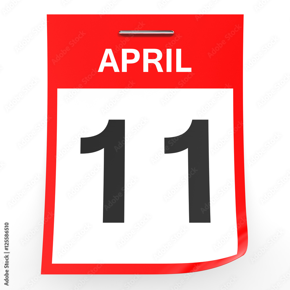 April 11. Calendar on white background. April 11. Calendar on white background.