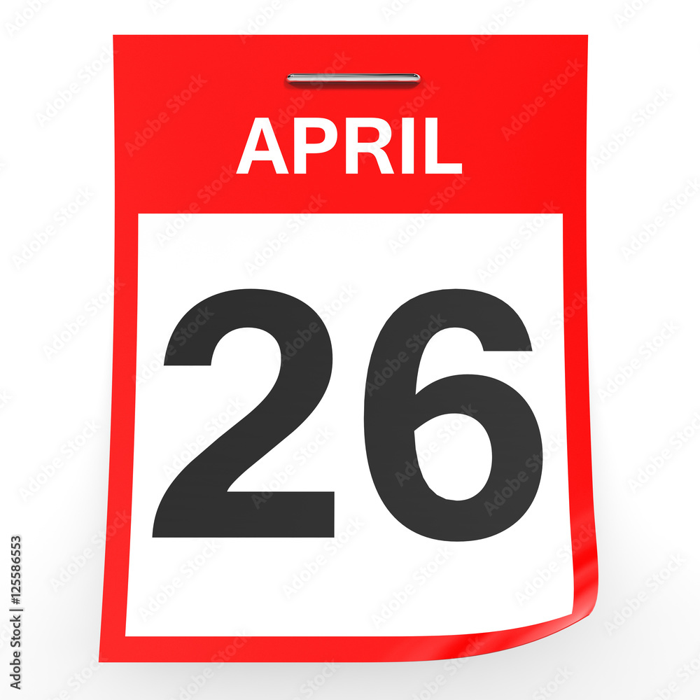 April 26. Calendar on white background. April 26. Calendar on white background.