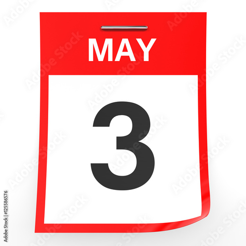 May 3. Calendar on white background.