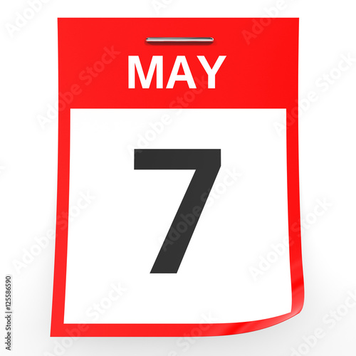 May 7. Calendar on white background.