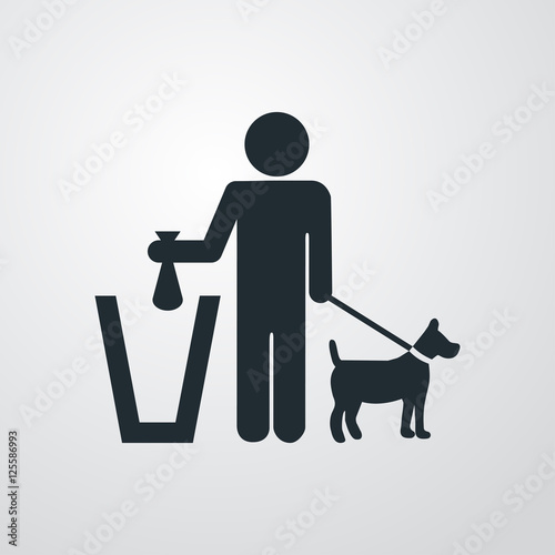 Icono plano excremento canino en fondo degradado
