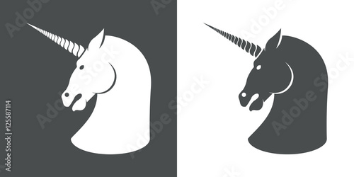 Icono plano unicornio gris